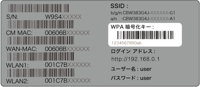 ケーブルモデム裏面シール